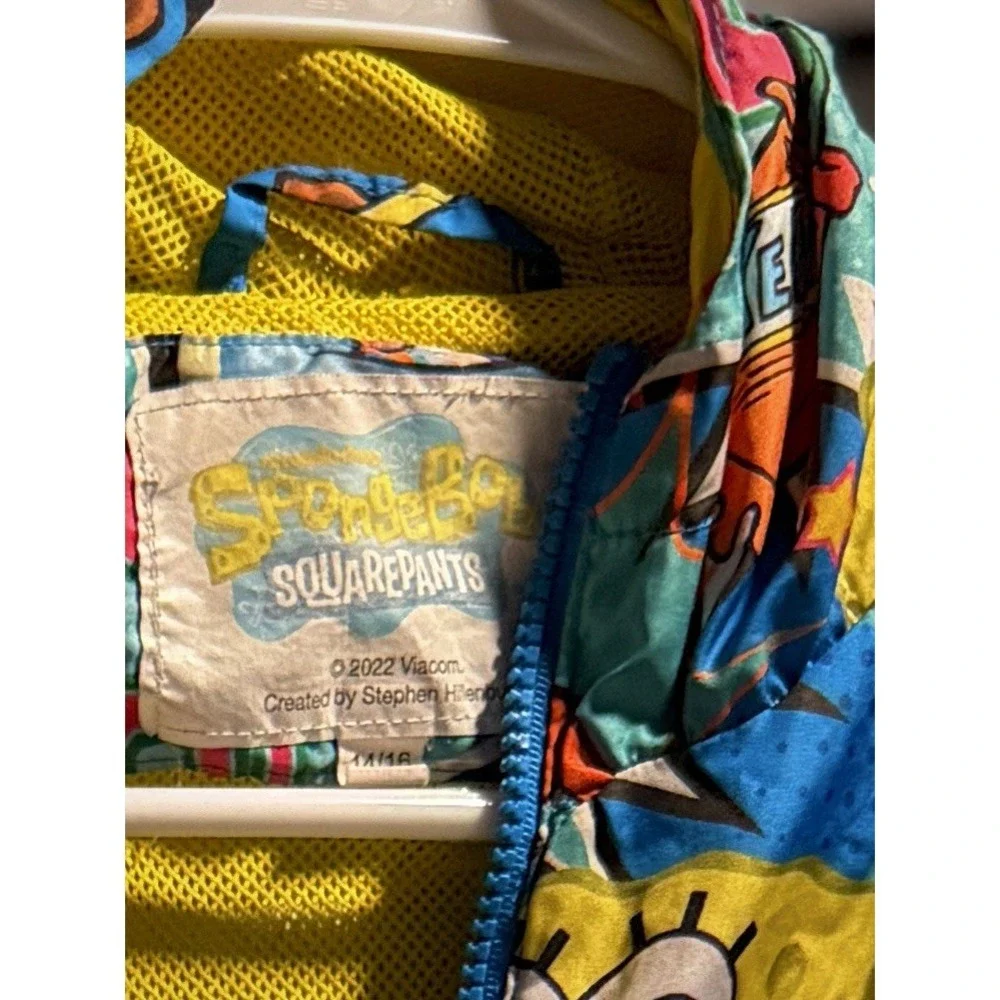 Nickelodeon SpongeBob SquarePants All-Over Print Windbreaker Jacket Y2K